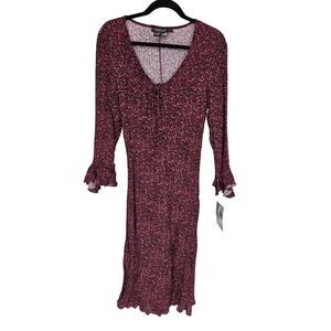 VTG Rampage Company Womens Long Sleeve Pink Floral Rayon Maxi Dress Size 13